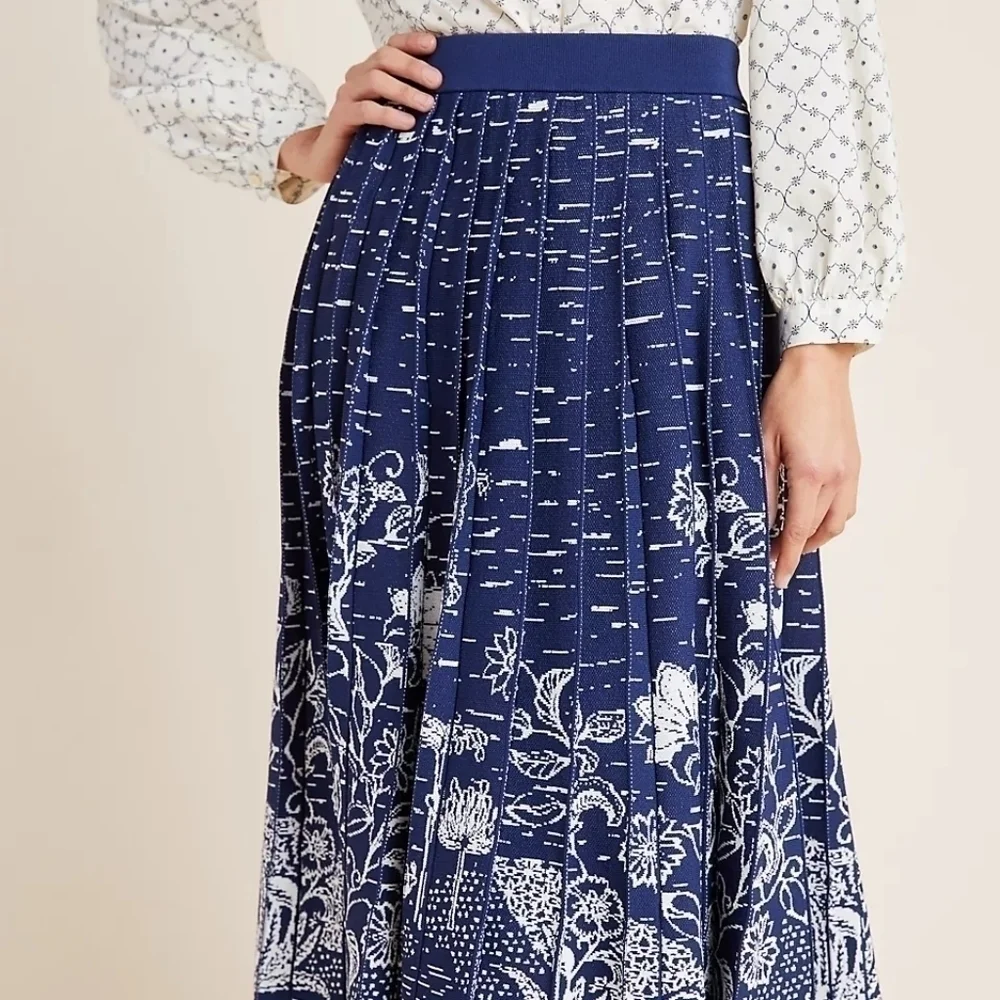 NWT Anthropologie Haven Pleated Knit Midi Skirt size Medium - Picture 9 of 9